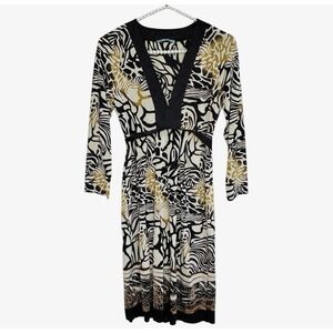 Guess Marciano Babydoll Y2k Dress Sz 42 US 6 V Neck Mini‎ Animal Print Stretchy